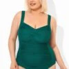 Green Tummy Control Modern One Piece Swimsuit
