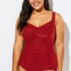 Wine Red Tummy Control Halter One Piece Swimsuit -Maraluxe Swimwear Shop b deop042002 44