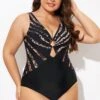 Pattern Ring Plunge Women One Piece Swimsuit -Maraluxe Swimwear Shop b deop061003 1 1