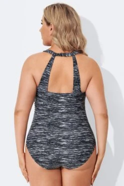 Black Sarong Front Fashionable One Piece Swimsuit -Maraluxe Swimwear Shop b deop065005 2