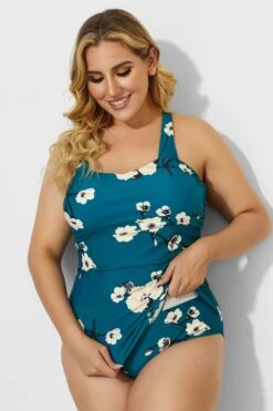 Green H-Back Sarong Front One Piece Swimsuit -Maraluxe Swimwear Shop b deop065009 2