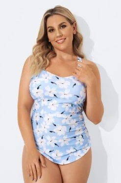 Floral Printed Sexy Sarong Front One Piece Swimsuit -Maraluxe Swimwear Shop b deop065012 3