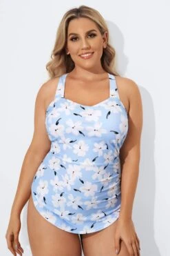 Floral Printed Sexy Sarong Front One Piece Swimsuit -Maraluxe Swimwear Shop b deop065012 4