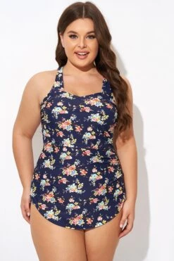 Vintage Flower Print Women One Piece Swimsuit -Maraluxe Swimwear Shop b deop065017 1