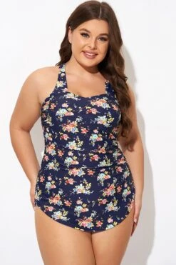 Vintage Flower Print Women One Piece Swimsuit -Maraluxe Swimwear Shop b deop065017 5