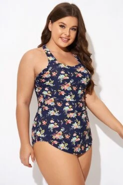 Vintage Flower Print Women One Piece Swimsuit -Maraluxe Swimwear Shop b deop065017 6