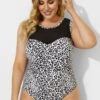 Leopard Printed Circle-Collar Mesh One Piece Swimsuit -Maraluxe Swimwear Shop b deop089001 1