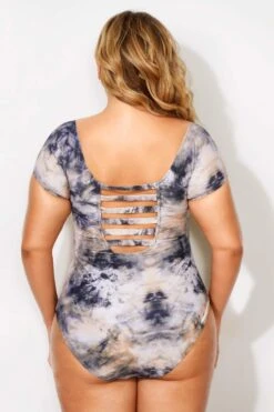 Tie Dye Printed Elastic One Piece Swimsuit -Maraluxe Swimwear Shop b deop090002 2