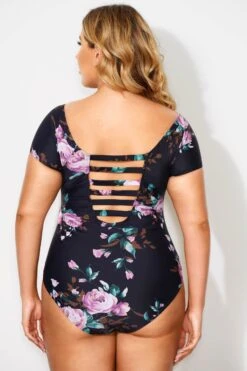 Flower Printed Elastic Women One Piece Swimsuit -Maraluxe Swimwear Shop b deop090005 2