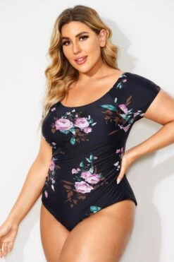 Flower Printed Elastic Women One Piece Swimsuit -Maraluxe Swimwear Shop b deop090005 3