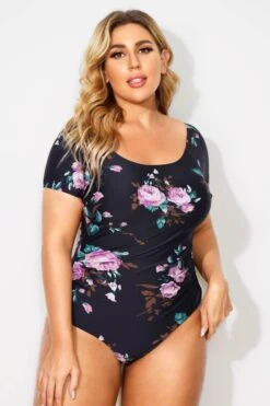 Flower Printed Elastic Women One Piece Swimsuit -Maraluxe Swimwear Shop b deop090005 4