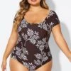 V-Neck Leaf Print Ruffles Sleeves One Piece Swimsuit 1 V-Neck Leaf Print Ruffles Sleeves One Piece Swimsuit -Maraluxe Swimwear Shop b deop090011 1