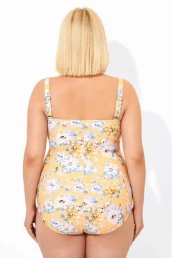 Yellow Floral Printed Retro One Piece Swimsuits -Maraluxe Swimwear Shop b deop097002 6