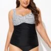 Black Stripe Wide Straps One Piece Swimsuit -Maraluxe Swimwear Shop b deop097004 1