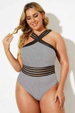 Stripe Crossover Vintage One Piece Swimsuit -Maraluxe Swimwear Shop b deop115002 11
