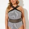Stripe Crossover Vintage One Piece Swimsuit -Maraluxe Swimwear Shop b deop115002 33