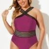 Red Criss-cross Straps Full Lining One Piece Swimsuit -Maraluxe Swimwear Shop b deop115003 11