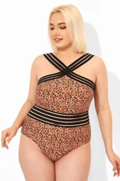 Printed Mesh Elastic One Piece Swimsuit For Lady -Maraluxe Swimwear Shop b deop115004 6