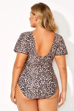 Leopard Printed One Piece Swimsuit With Sleeves -Maraluxe Swimwear Shop b deop124001 2