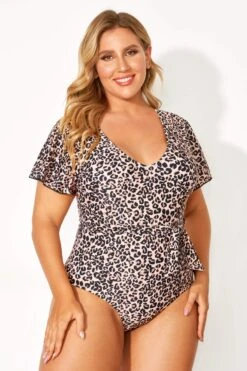 Leopard Printed One Piece Swimsuit With Sleeves -Maraluxe Swimwear Shop b deop124001 4