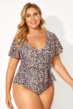Leopard Printed One Piece Swimsuit With Sleeves -Maraluxe Swimwear Shop b deop124001 5