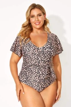 Leopard Printed One Piece Swimsuit With Sleeves -Maraluxe Swimwear Shop b deop124001 6