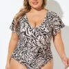 Print V-neck Low Back One Piece Swimsuit 2 Print V-neck Low Back One Piece Swimsuit -Maraluxe Swimwear Shop b deop124006 1 1