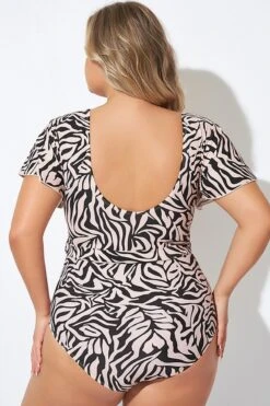 Print V-neck Low Back One Piece Swimsuit 9 Print V-neck Low Back One Piece Swimsuit -Maraluxe Swimwear Shop b deop124006 2