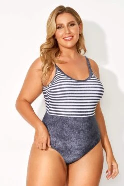 Stripes Extra-low Back Stylish One Piece Swimsuit -Maraluxe Swimwear Shop b deop127001 1