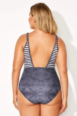 Stripes Extra-low Back Stylish One Piece Swimsuit -Maraluxe Swimwear Shop b deop127001 3