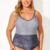 Stripes Extra-low Back Stylish One Piece Swimsuit -Maraluxe Swimwear Shop b deop127001 4