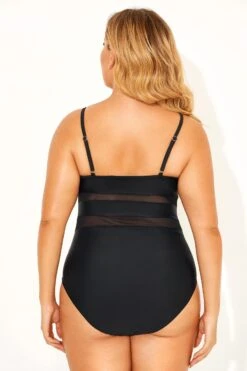 Black Mesh V-neck Women One Piece Swimsuit 9 Black Mesh V-neck Women One Piece Swimsuit -Maraluxe Swimwear Shop b deop145001 4
