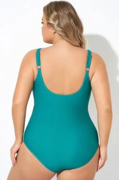 Green Shape Cross-over Shirred One Piece Swimsuit -Maraluxe Swimwear Shop b deop147003 2