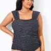 Black & White Striped Thick Strap One Piece Swimsuit -Maraluxe Swimwear Shop b deop163001 1