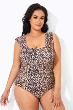 Dark Cheetah Pattern Vintage One Piece Swimsuit -Maraluxe Swimwear Shop b deop163002 4