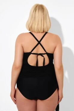 Black 2 In 1 Adjustable Straps Retro One Piece Swimsuit 10 Black 2 In 1 Adjustable Straps Retro One Piece Swimsuit -Maraluxe Swimwear Shop b deop177001 3