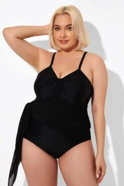 Black 2 In 1 Adjustable Straps Retro One Piece Swimsuit 12 Black 2 In 1 Adjustable Straps Retro One Piece Swimsuit -Maraluxe Swimwear Shop b deop177001 4