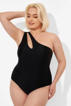 Black Cut Out One Shoulder One Piece Swimsuit -Maraluxe Swimwear Shop b deop182001 3