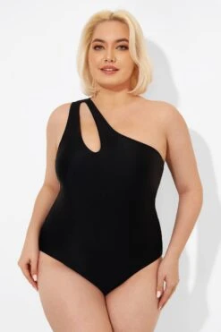 Black Cut Out One Shoulder One Piece Swimsuit -Maraluxe Swimwear Shop b deop182001 4