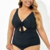 Black Cut Out Tie Front Underwire One Piece Swimsuit -Maraluxe Swimwear Shop b deop184001 1