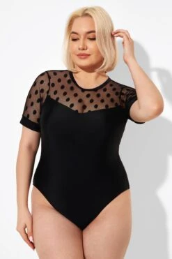 Fashionable Black Mesh Round Neck One Piece Swimsuit 13 Fashionable Black Mesh Round Neck One Piece Swimsuit -Maraluxe Swimwear Shop b deop186001 4