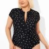 Polka Dots Zipper One Piece Swimsuit With Cap Sleeves -Maraluxe Swimwear Shop b deop187001 1