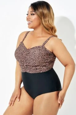 Black Leopard Tummy Control One Piece Swimsuit -Maraluxe Swimwear Shop b deop193001 3