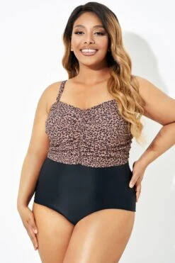 Black Leopard Tummy Control One Piece Swimsuit -Maraluxe Swimwear Shop b deop193001 5