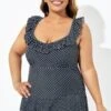 Black Polka Dot Ruffles Elegant One Piece Swimsuit -Maraluxe Swimwear Shop b deop207001 1