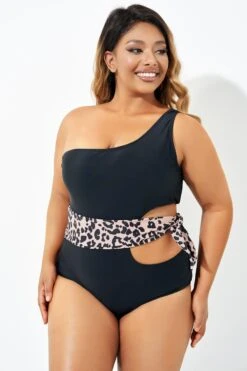Sexy Leopard Print Tie Cut Out One Piece Swimsuit -Maraluxe Swimwear Shop b deop208001 3