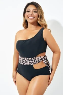 Sexy Leopard Print Tie Cut Out One Piece Swimsuit -Maraluxe Swimwear Shop b deop208001 4