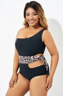 Sexy Leopard Print Tie Cut Out One Piece Swimsuit -Maraluxe Swimwear Shop b deop208001 5