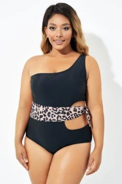 Sexy Leopard Print Tie Cut Out One Piece Swimsuit -Maraluxe Swimwear Shop b deop208001 6