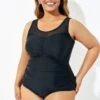 Black Mesh Ruching Tummy Control One Piece Swimsuit 2 Black Mesh Ruching Tummy Control One Piece Swimsuit -Maraluxe Swimwear Shop b deop209001 1